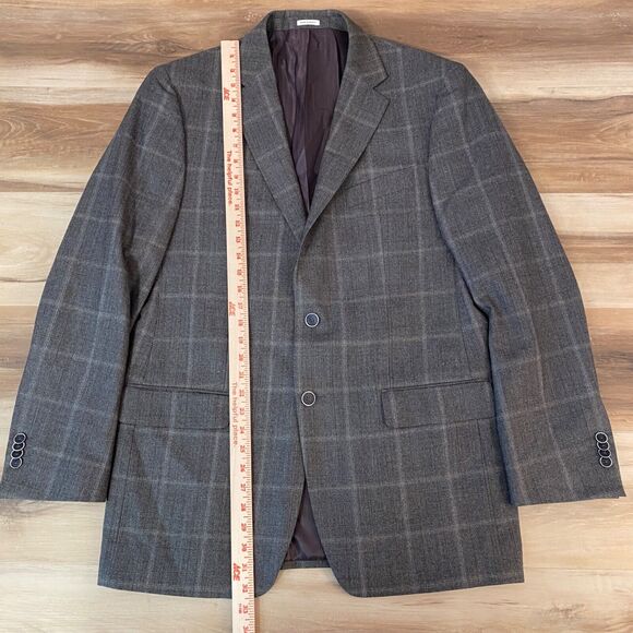 Joseph Abboud Blazer Men 42L Wool Gray Glen Plaid 2 Button Jacket - Picture 6 of 15